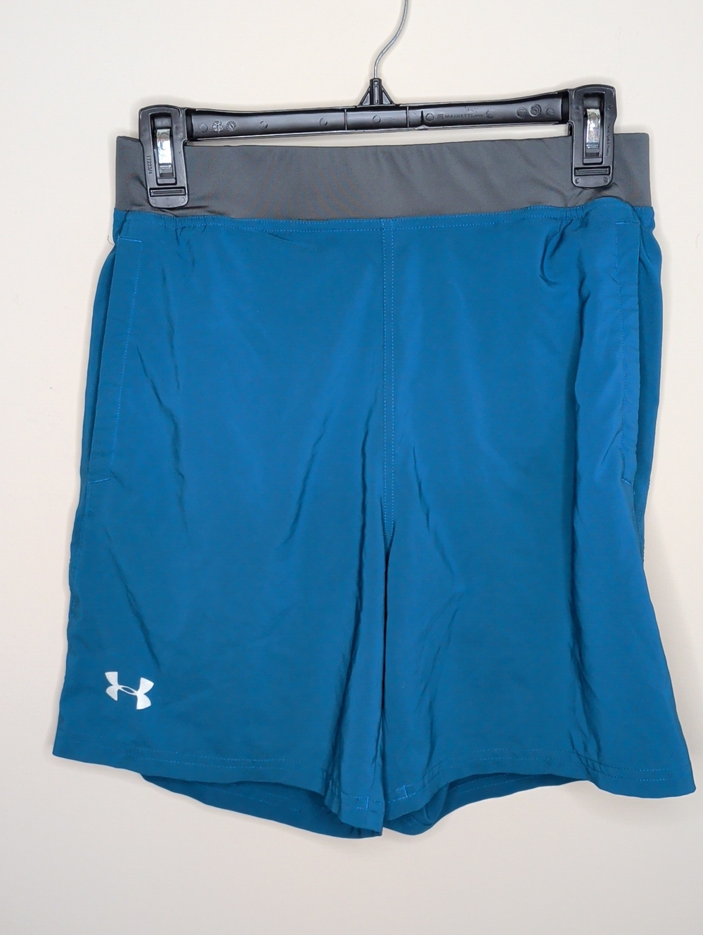 Under Armour Teal Blue Swim Shorts with Gray Waistband